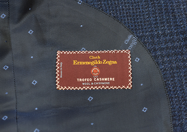 ゼニア　純製　裏地とゼニアの織りネーム